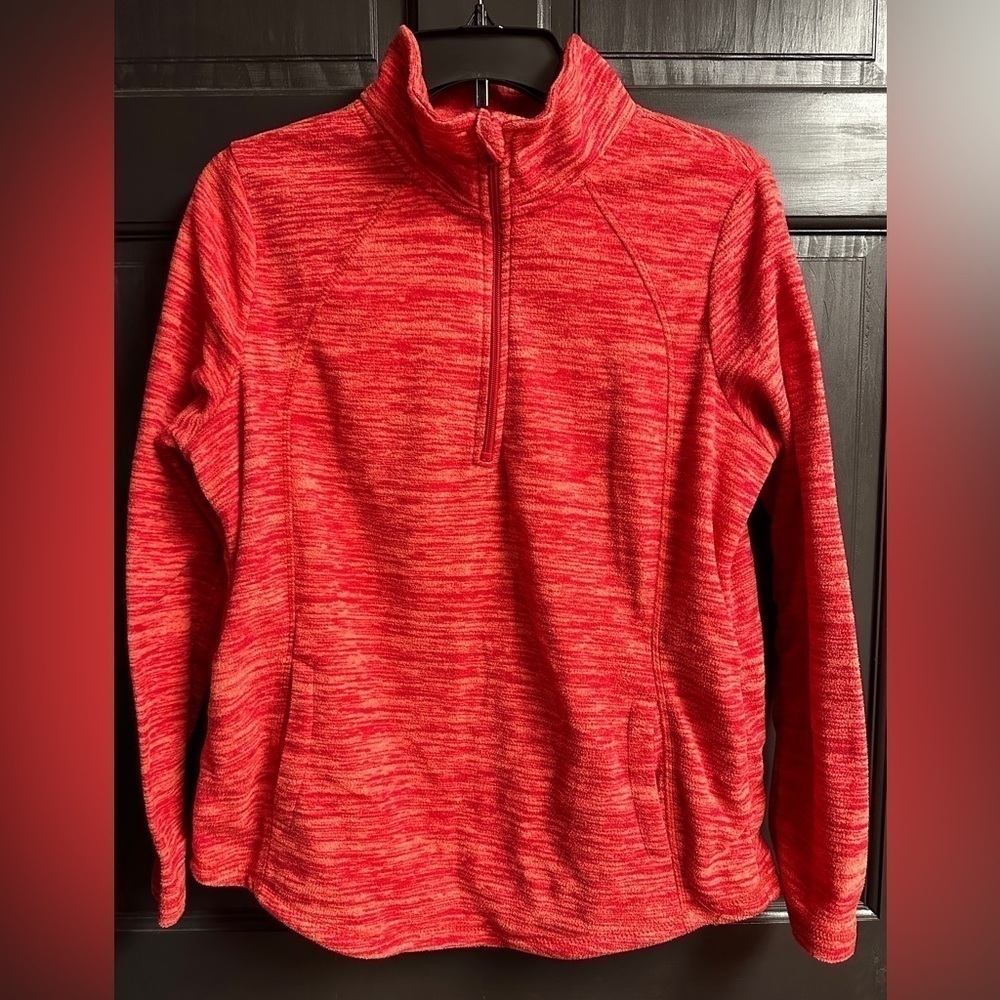 St John’s Bay Classic 1/4 Zip Fleece Marled Orange Color Pullover Women’s Size M